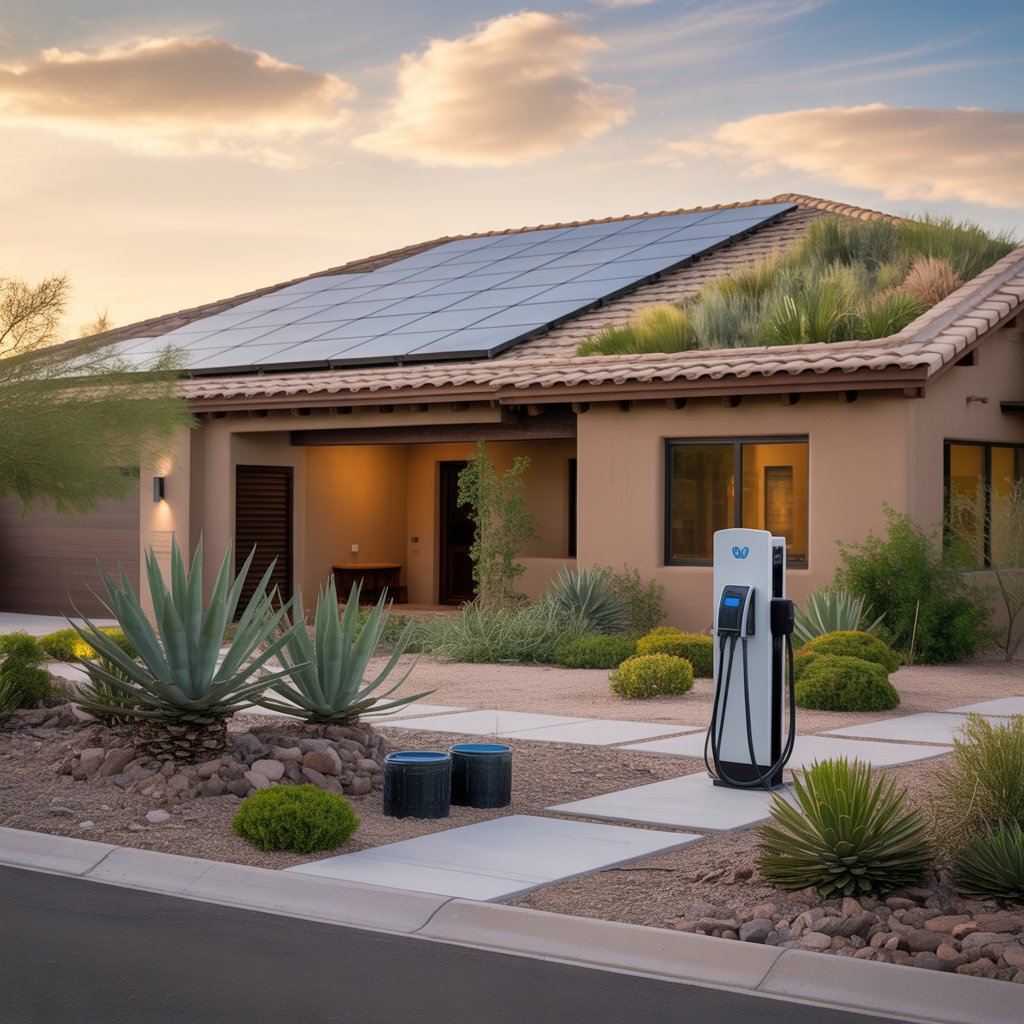The Saltillo — Las Vegas concept home with solar tiles and desert native landscaping