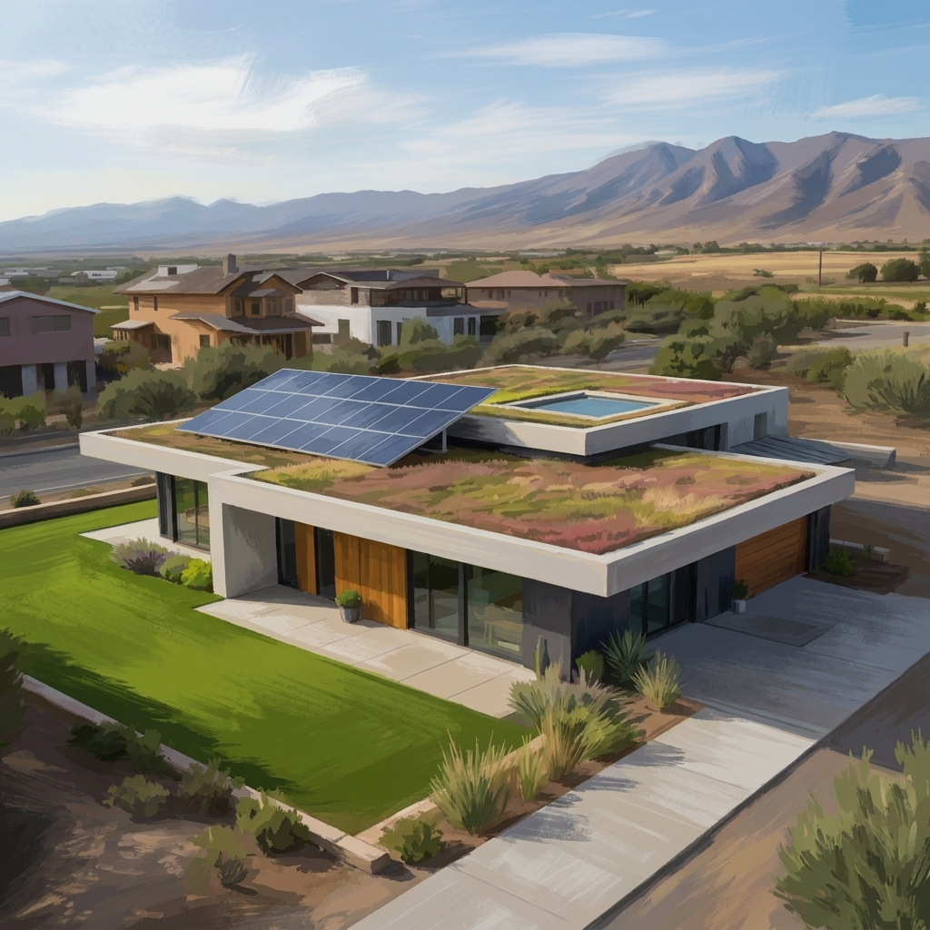The Solano — Las Cruces flat-roof concept with rooftop wildflower garden