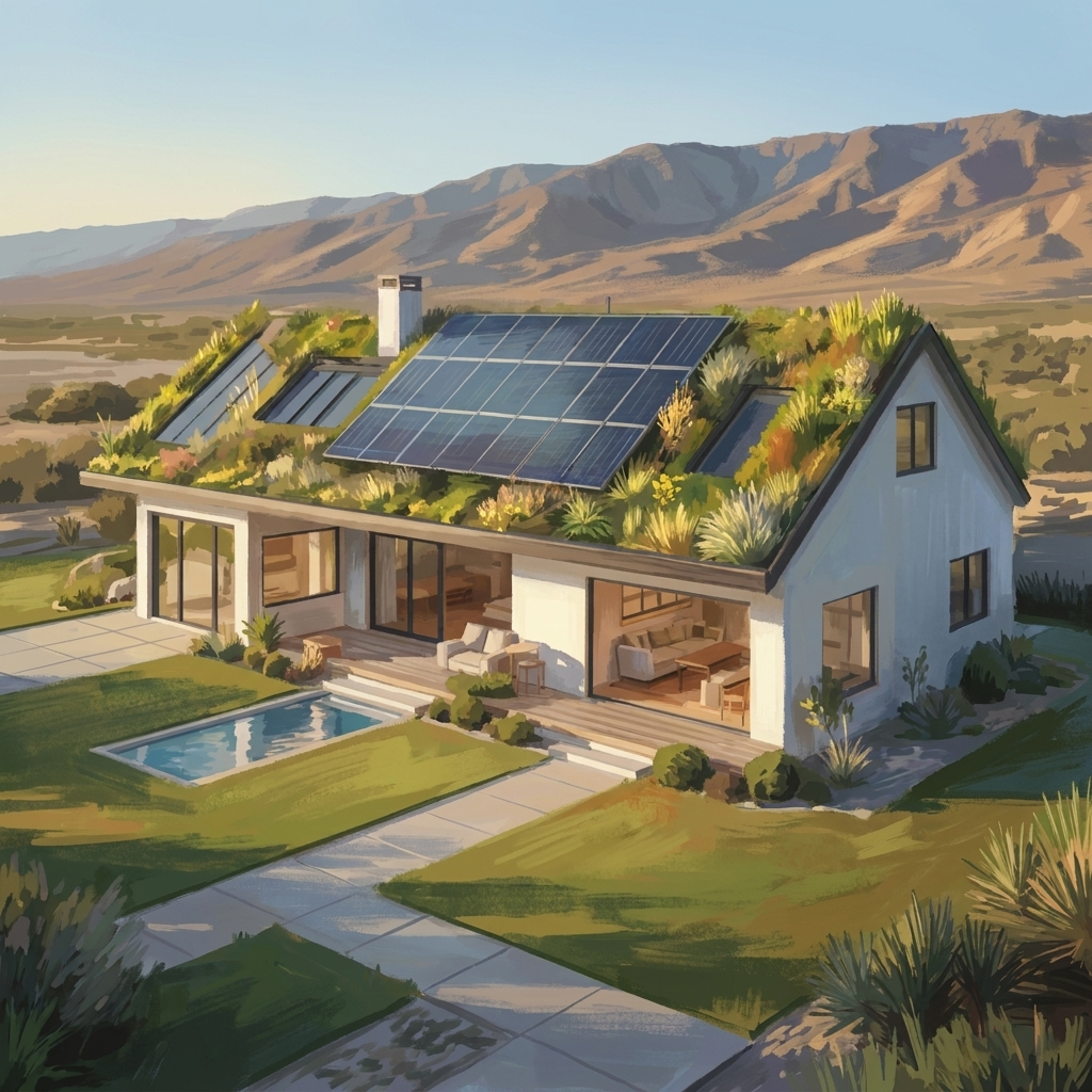 The Alameda — Santa Fe gable with skylight dormers and lap pool